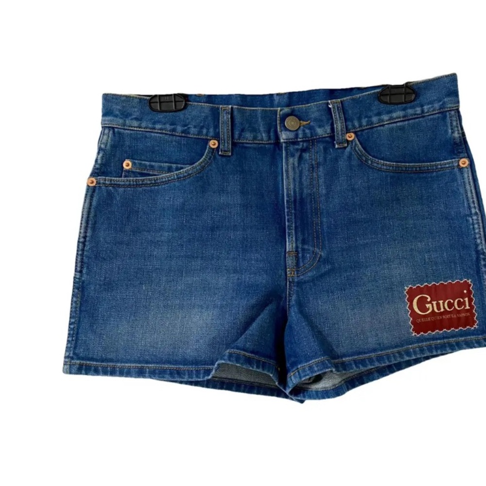 Gucci Dark Blue Denim Patch Shorts